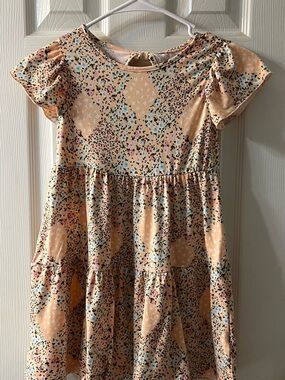 Btween Girls 7 Floral Tiered Dress, Peach Ditsy Floral Babydoll Dress